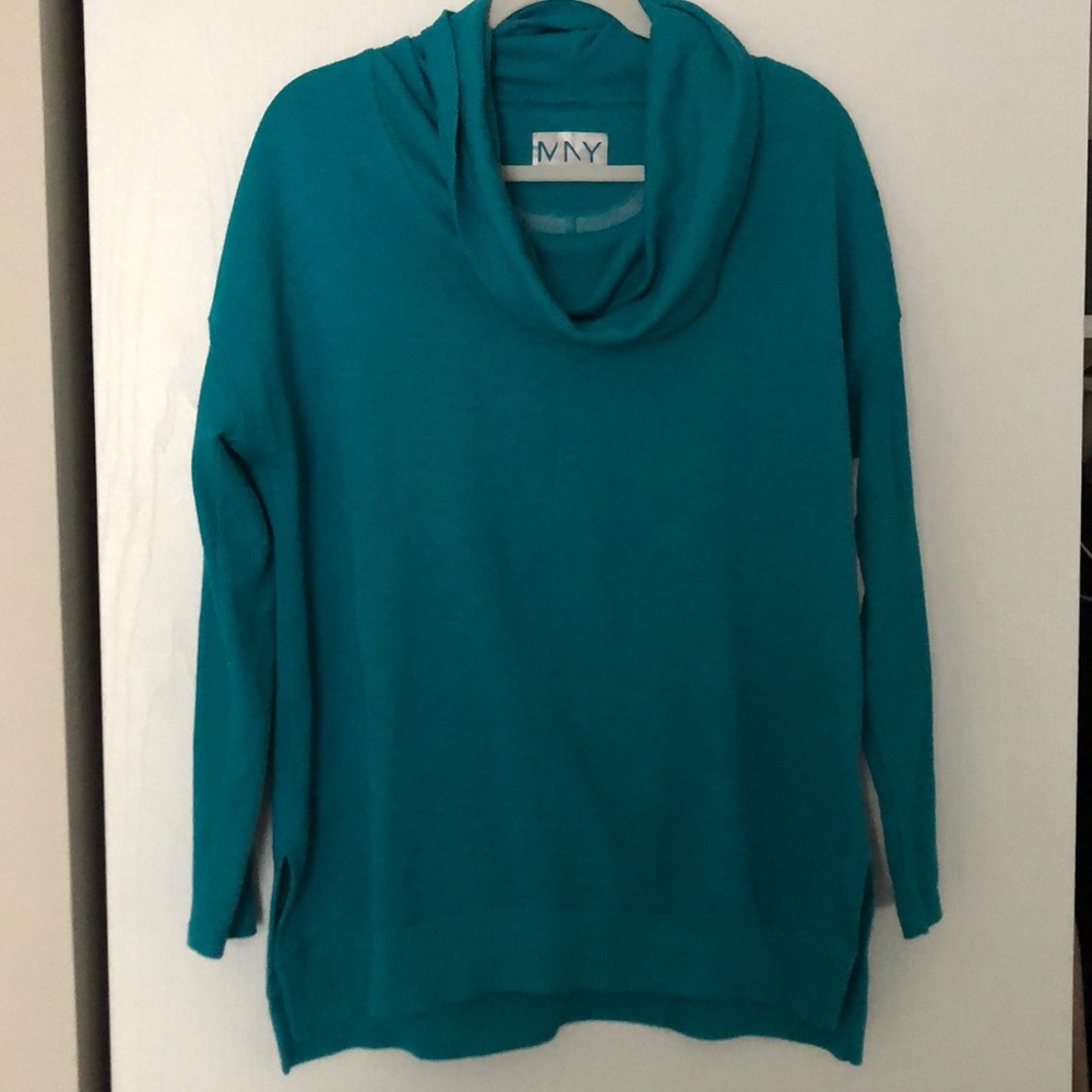 Teal Cowl Neck Fleece Sweater